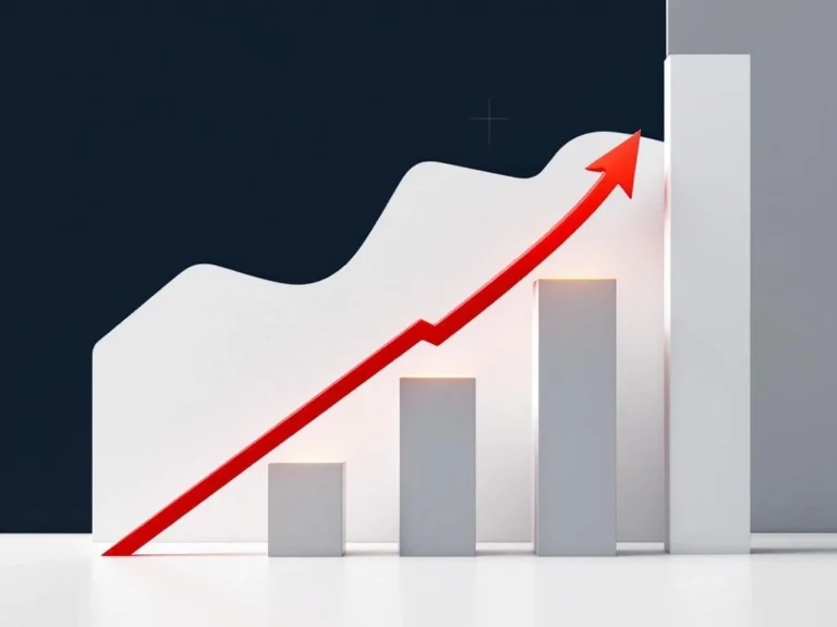 Roter Pfeil durchstößt aufsteigende Balkendiagramme, die exponentielles Wachstum der digitalen Marketingkosten zeigen