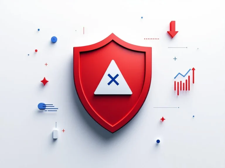 Rotes Warnsymbol mit durchgestrichenem Cursor-Symbol, umgeben von Google Ads-Diagrammelementen auf weißem Hintergrund