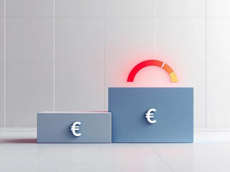 Kostenvergleich mit rotem erhöhtem und blauem niedrigerem Preisschild, Pfeile zeigen steigende Ausgaben an